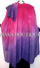 Hand Dyed Maya Matazaro Silk Chiffon Cape Ruana Caftan Wrap Magenta Purple Ombre