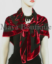 Piano Shawl Wrap Scarf Silk Burnout Velvet Red & Black No Fringe Maya Matazaro