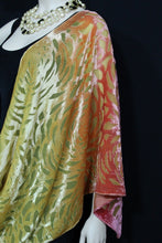 Maya Matazaro Hand Dyed Orange Gold Camellia Shawl Wrap Scarf Burnout Velvet