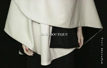 Cashmere Reversible Cape Ruana Wrap Coat Ivory & Black Maya Matazaro USA Made