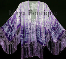 Wearable Art Purple Lavender Velvet Kimono Jacket Hand Dyed Short Maya Matazaro