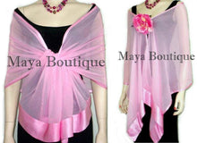 Baby Pink Chiffon Silk Scarf Wrap Sash Satin Border Maya Clothing NWT