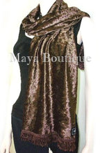CHOCOLATE BROWN CRUSHED VELVET SCARF MAYA MATAZARO MADE IN USA