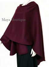 Cape Ruana Wrap Coat Wool BURGUNDY USA Made Maya Matazaro NEW