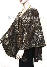 Reversible Wool Cashmere Cape Ruana Coat Animal Print  Solid Brown Maya Matazaro