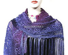 Crochet Poncho Shawl Top Hand Dyed Magenta Purple Ombree Maya Matazaro One Size