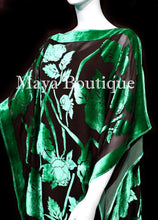 Caftan Dress Kimono Silk Burnout Velvet Green Black Hand Dyed Maya Matazaro