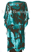 Caftan Dress Kimono Silk Burnout Velvet Teal Black Hand Dyed Maya Matazaro