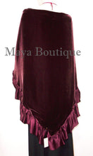 Burgundy Reversible Silk Velvet Cape Capelet Shawl Wrap W Ruffles Maya Matazaro