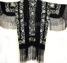 Embroidered Flamenco Silk Opera Coat Kimono Jacket Floral Birds Maya Matazaro