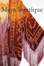 Wearable Art Velvet Kimono Jacket Hand Dyed Tangerine & Coco Short Maya Matazaro