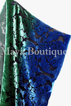 Hand Dyed Maya Matazaro Baroque Shawl Wrap Scarf Burnout Velvet Green Blue Ombre