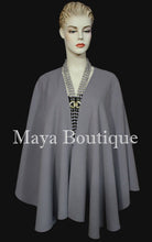 Gray Cape Ruana Wrap Coat Wool Cashmere Blend by Maya Cape Ruana USA Made