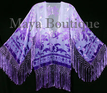Wearable Art Purple Lavender Velvet Kimono Jacket Hand Dyed Short Maya Matazaro