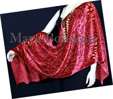 Maya Matazaro True Red Camellia Shawl Wrap Scarf Burnout Velvet Elegant!