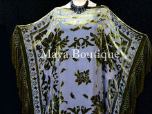 Kaftan Dress Fringe Kimono Olive & Gray Silk Burnout Velvet Maya Mataza