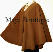 Caramel Cape Ruana Wrap Coat Cashmere Wool Blend by Maya Matazaro Made in USA