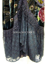 Cloak Opera Cape Peacock Victorian Style Beaded Velvet Lace Lined Black Maya