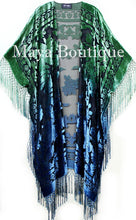 Blue Green Wearable Art Kimono Caftan Jacket Velvet Hand Dyed Maya Matazaro