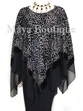 Maya Matazaro Layered Poncho Top Animal Print Burnout Velvet & Chiffon USA Made