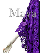 Purple Lace & Burnout Velvet Kimono Caftan Jacket Duster Maya Matazaro Plus