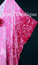 Pink Ombre Camellia Burnout Velvet Caftan Kimono Duster Hand Dyed Maya Matazaro