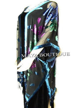 Caftan Kimono Duster Beaded Silk Burnout Velvet Tye Dye Blue Multi Maya Matazaro