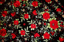 Red Roses Hand Embroidered Flamenco Silk Piano Shawl Huge 90" Maya Matazaro