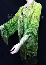 Maya Matazaro Greenery Ombre Burnout Velvet Kimono Jacket Hand Dye Wearable Art