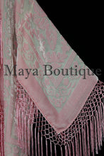 Maya Matazaro Rose Quartz Silk Burnout Velvet Fringe Jacket Short Kimono US Made