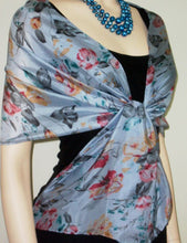 Silk Scarf Wrap Sash Pastel Floral Sea Foam + Gift Box Maya Matazaro