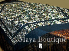 Hand Embroidered Flamenco Silk Piano Shawl Floral Birds Butterfly Huge 90" Maya