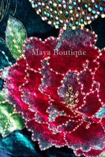 Jacket Kimono Opera Coat Silk Burnout Velvet Beaded Peacock Black Maya Matazaro