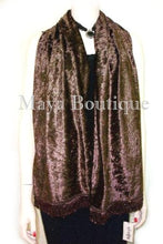 CHOCOLATE BROWN CRUSHED VELVET SCARF MAYA MATAZARO MADE IN USA