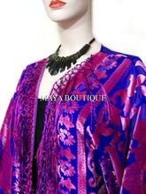 Rose & Blue Fringe Jacket Burnout Velvet Short Kimono Maya Matazaro