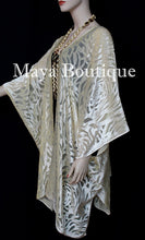 Maya Matazaro Vanilla Camellia Burnout Velvet Caftan Kimono Jacket Duster