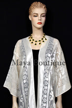 Ivory Long Kimono Jacket Burnout Velvet No Fringe Maya Matazaro
