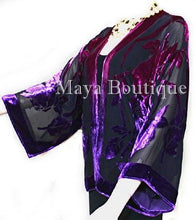 Silk Velvet Jacket Short Kimono No Fringe Hand Dyed Pink Purple Maya Matazaro