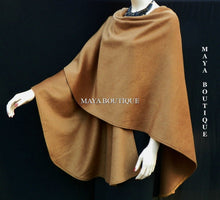 Cinnamon Cape Ruana Wrap Coat Wool Cashmere Mink Blend Maya Matazaro Made in USA
