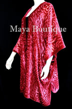 Maya Matazaro True Red Camellia Burnout Velvet Caftan Kimono Jacket USA Made