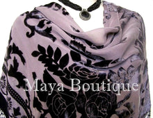 Eggplant Piano Shawl Scarf Burnout Velvet Square With Fringes Maya Matazaro
