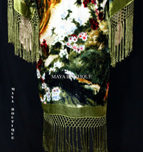 Kimono Duster Fringe Jacket Silk Solid Velvet Peacock Ivory Multi Maya Matazaro