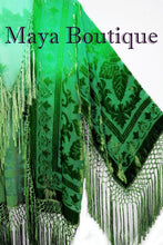 Wearable Art Velvet Kimono Jacket Hand Dyed Emerald & Jade Short Maya One Size