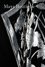 Caftan Dress Kimono Silk Burnout Velvet Silver Black Maya Matazaro