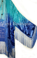Wearable Art Silk Burnout Velvet Fringe Jacket Flapper Style Hand Dyed Maya Plus