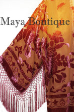 Wearable Art Velvet Kimono Jacket Hand Dyed Tangerine & Coco Short Maya Matazaro