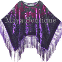 Purple Fuchsia Burnout Velvet Poncho Shawl Top Ombree Hand Dye Maya Matazaro