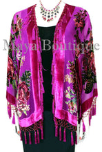 Pink Gypsy Rose Jacket Short Kimono Beaded Silk Burnout Velvet Maya Matazaro