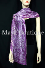 Maya Matazaro Lavender Camellia Shawl Wrap Scarf Burnout Velvet Elegant!