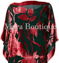 Caftan Dress Kimono Silk Burnout Velvet Red Black Hand Dyed Maya Matazaro